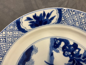 Two Chinese blue and white plates, Kangxi mark and of the period
